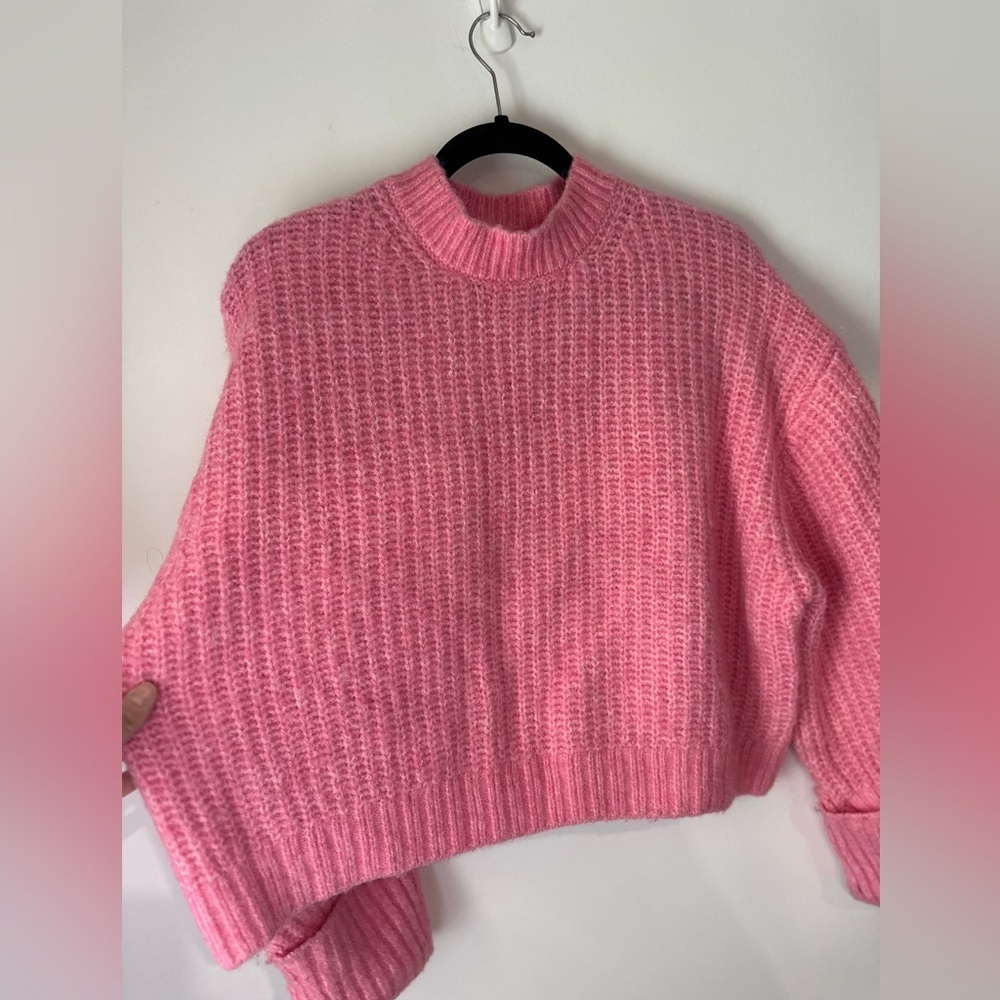 Zara Pink Crew Neck Sweater crop size large pre owned - Picture 4 of 10
